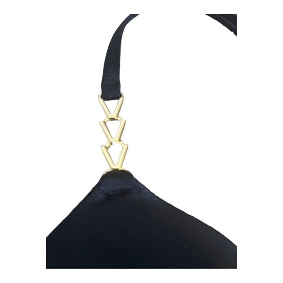 Victorias Secret Swim Push Up Padded Racerback Bikini Chain Link Black Size 36D - Picture 8 of 8